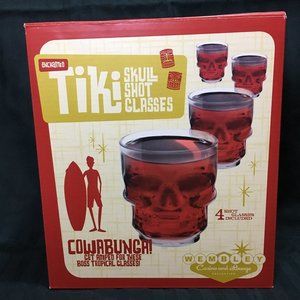 Tiki glass SKULL SHOT GLASSES set  Halloween Party
